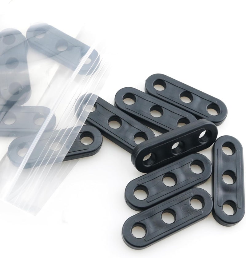 MEETOOT 40PCS Black Plastic 3 Hole Tent Line Adjustment Tab 4-5mm Width Rope Tension Adjuster Outdoor Camping Hiking Picnic Rope Buckle Fastener Suitable for Canopies - Image 4